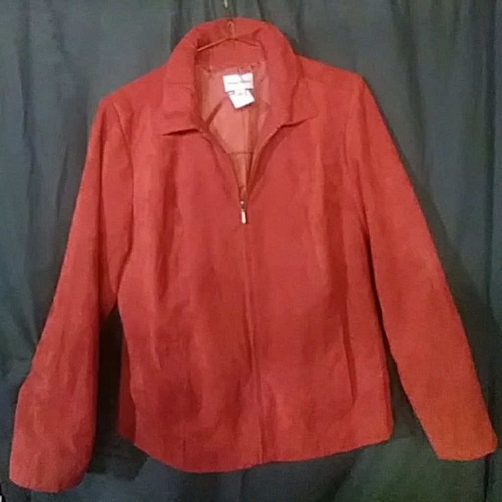 Salmon pink color suede blazer jacket